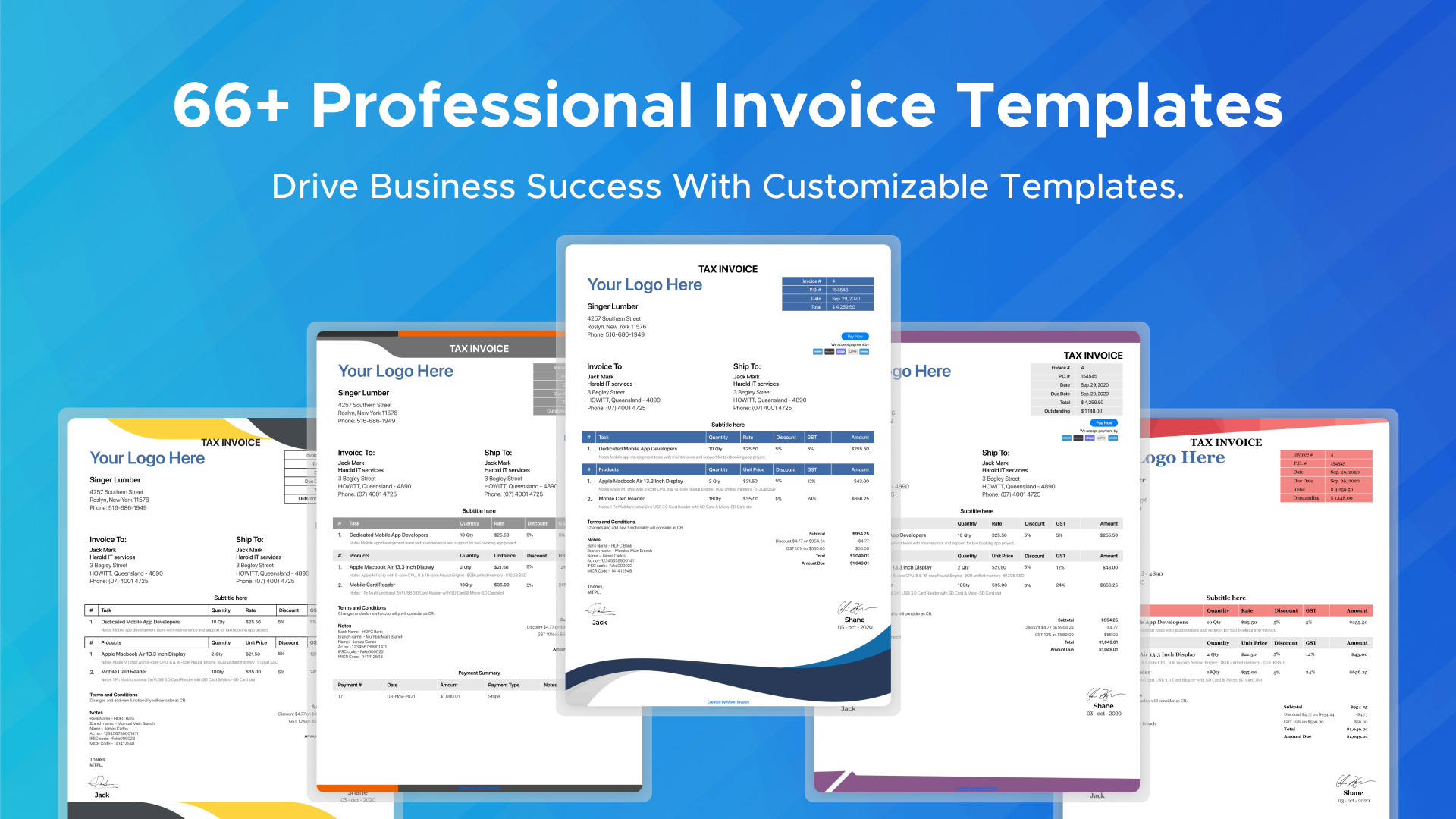 screenshot of Moon Invoice